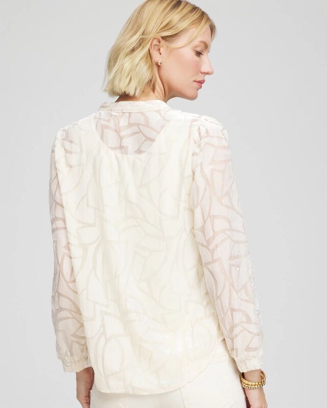 Cream Burnout Pullover Blouse - image 3